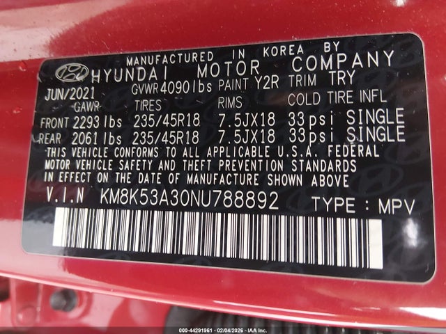 2022 HYUNDAI KONA KM8K53A30NU788892 Photo 8