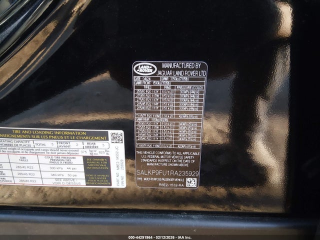 SALKP9FU1RA235929 Land Rover Range Rover P400 Se