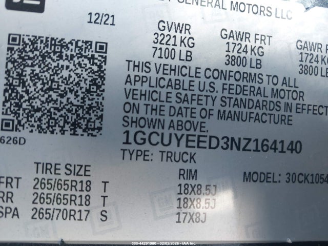 1GCUYEED3NZ164140 Chevrolet Silverado 1500 Ltd 4wd Short Bed Rst