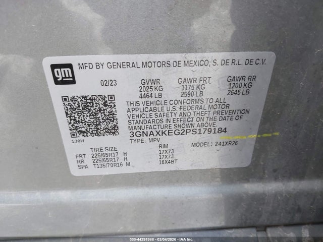 3GNAXKEG2PS179184 Chevrolet Equinox Fwd Lt