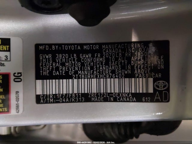 2017 TOYOTA COROLLA 2T1BURHEXHC876402 Photo 8