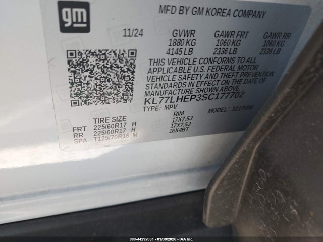 KL77LHEP3SC177702 Chevrolet Trax Fwd Lt