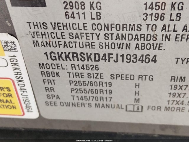 1GKKRSKD4FJ193464 GMC Acadia Slt-2