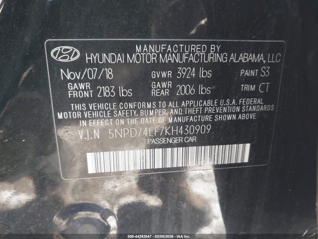 Hyundai ELANTRA SE 2019 5NPD74LF7KH430909 Image 9