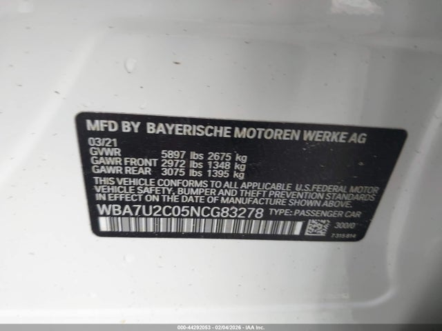 Продаж на аукціоні авто 2022 Bmw 750 I Xdrive, vin: WBA7U2C05NCG83278, номер лоту: 44292053