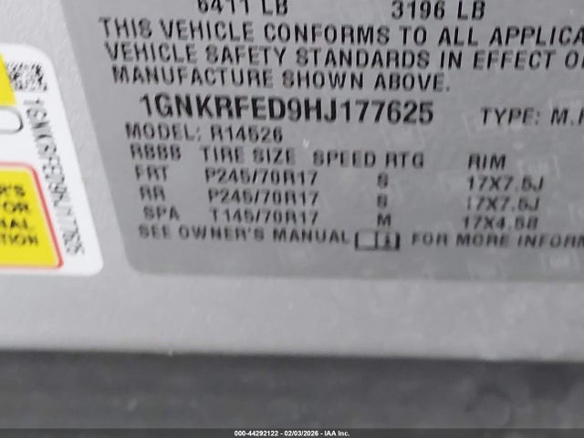 1GNKRFED9HJ177625 Chevrolet Traverse Ls