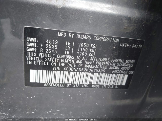 4S3BNAS62K3035805 Subaru Legacy 2.5i Sport