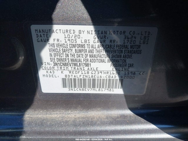 Aukcja sprzedaży 2021 Nissan Versa Sv, vin: 3N1CN8EV7ML817981, numer aukcji: 44292146
