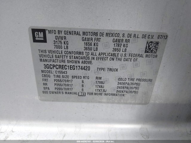 3GCPCREC1EG174420 Chevrolet Silverado 1500 1lt