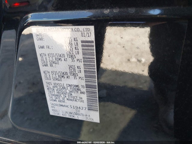 Продажа на аукционе авто 2017 Infiniti Qx60, vin: 5N1DL0MN4HC519427, номер лота: 44292165