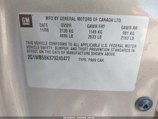 2007 CHEVROLET IMPALA 2G1WB58K379243477 Photo 8