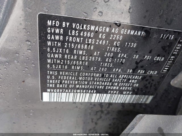 2016 VOLKSWAGEN TIGUAN WVGBV7AX2GW561849 Photo 8