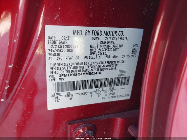 3FMTK4SX4MME02420 Ford Mustang Mach-e Gt