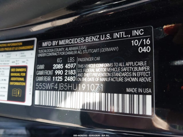 55SWF4JB5HU191071 Mercedes-Benz C 300 Sport