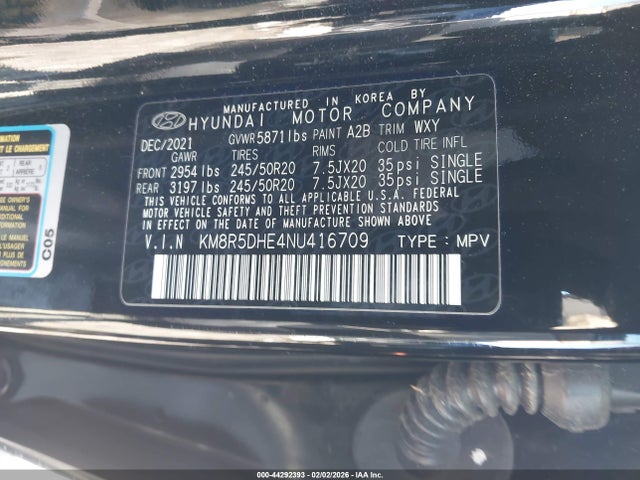 KM8R5DHE4NU416709 Hyundai Palisade Limited