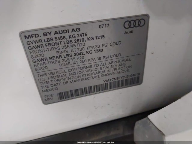 WA1CNBFY2J2024016 Audi Q5 2.0t Premium/2.0t Tech Premium
