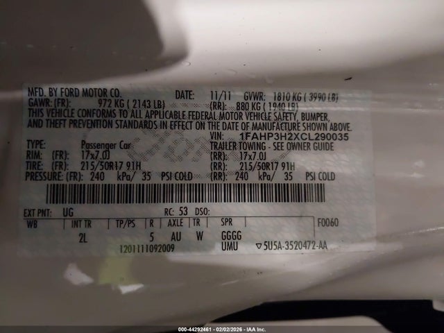 2012 FORD FOCUS 1FAHP3H2XCL290035 Photo 8