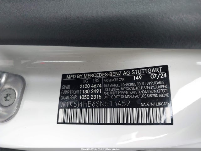 W1K5J4HB6SN515452 Mercedes-Benz Cla 250 Coupe 4matic