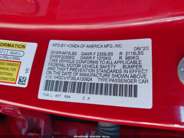 1HGCV1F30LA120824 Honda Accord Sport