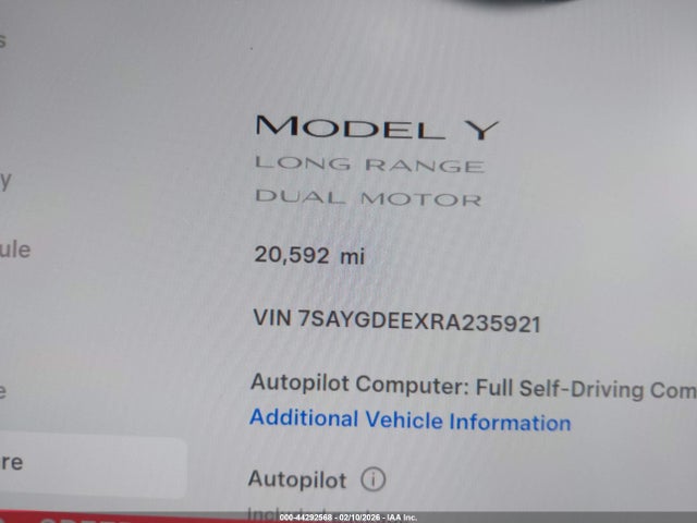 7SAYGDEEXRA235921 Tesla Model Y Long Range Dual Motor All-wheel Drive