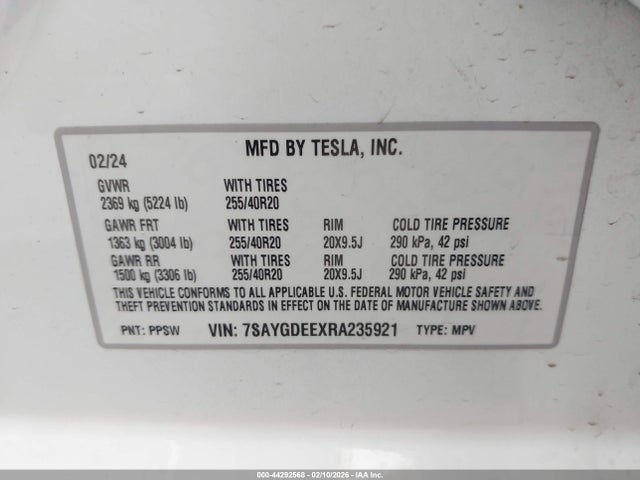 2024 TESLA MODEL Y 7SAYGDEEXRA235921 Photo 8