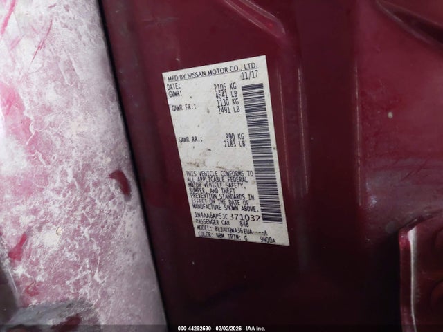 1N4AA6AP5JC371032 Nissan Maxima 3.5 S