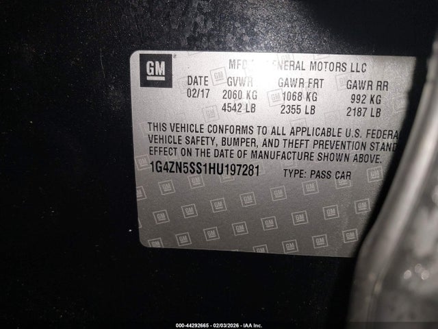 2017 Buick Lacrosse Preferred მანქანა იყიდება აუქციონზე, vin: 1G4ZN5SS1HU197281, აუქციონის ნომერი: 44292665