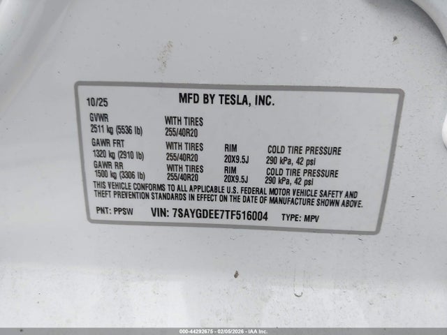 2026 TESLA MODEL Y 7SAYGDEE7TF516004 Photo 8
