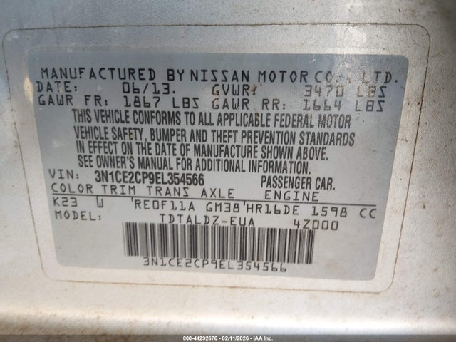Nissan Versa Note Sv 2014 3N1CE2CP9EL354566 Image 9