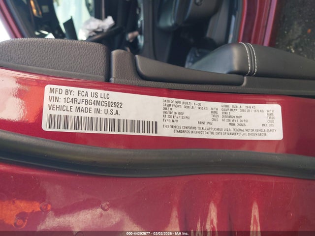 Продажа на аукционе авто 2021 Jeep Grand Cherokee 80th Anniversary 4x4, vin: 1C4RJFBG4MC502922, номер лота: 44292677