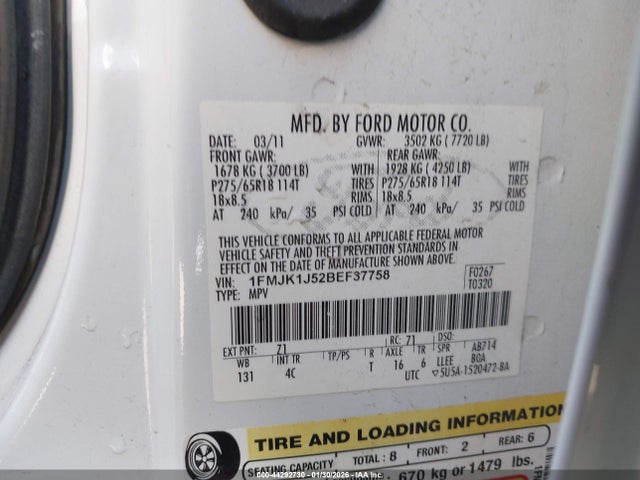 2011 FORD EXPEDITION EL 1FMJK1J52BEF37758 Photo 8