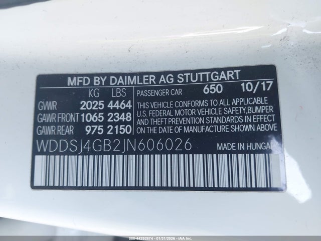WDDSJ4GB2JN606026 Mercedes-Benz CLA 250 4MATIC