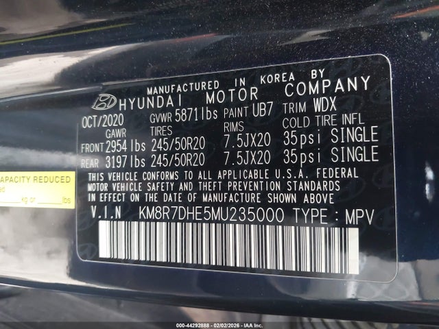 2021 HYUNDAI PALISADE KM8R7DHE5MU235000 Photo 8