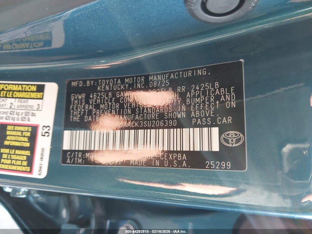 Toyota CAMRY XSE 2025 4T1DAACK3SU206390 Image 9