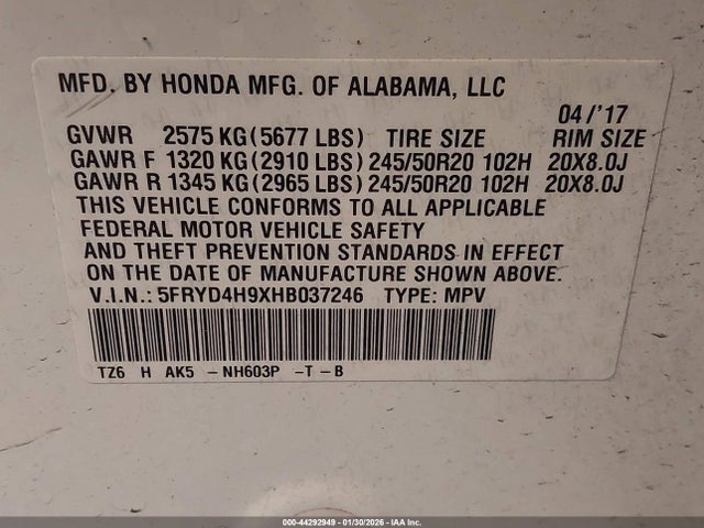2017 ACURA MDX 5FRYD4H9XHB037246 Photo 8