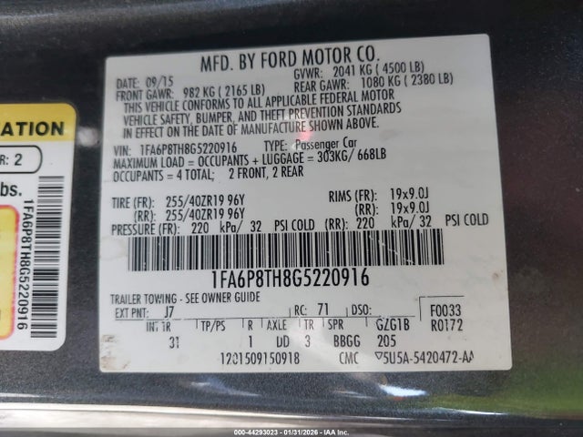 1FA6P8TH8G5220916 Ford Mustang Ecoboost