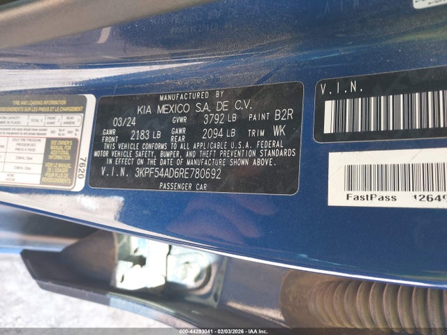 Продаж на аукціоні авто 2024 Kia Forte Gt-line, vin: 3KPF54AD6RE780692, номер лоту: 44293041