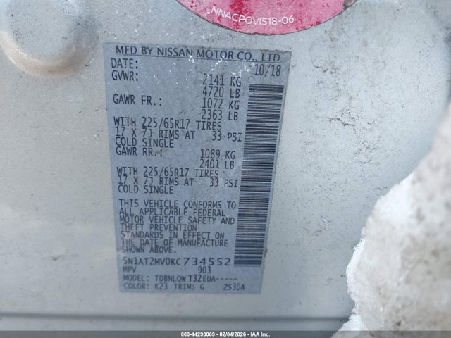 Nissan ROGUE SV 2019 5N1AT2MV0KC734552 Image 9