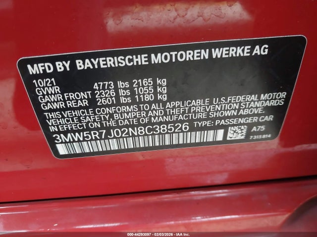 3MW5R7J02N8C38526 BMW 330i Xdrive