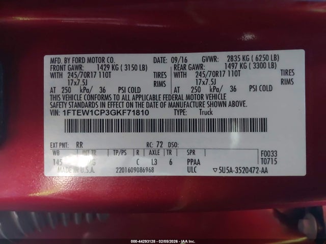 Ford F-150 Xlt 2016 1FTEW1CP3GKF71810 Image 9