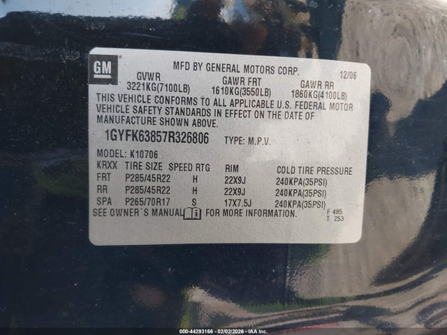 2007 CADILLAC ESCALADE 1GYFK63857R326806 Photo 8