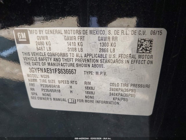 2015 CADILLAC SRX 3GYFNAE31FS636667 Photo 8