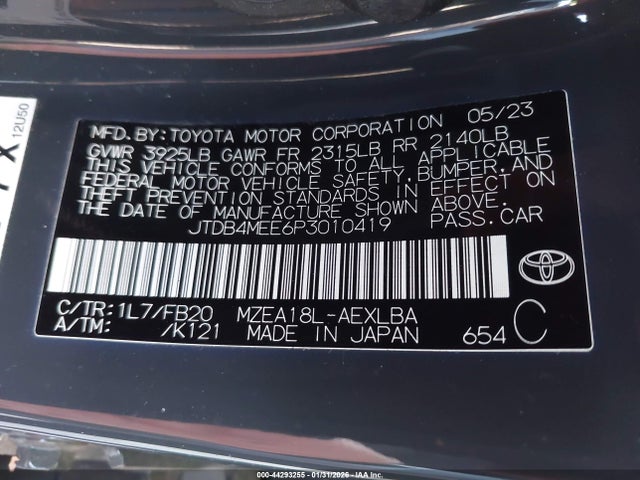 2023 TOYOTA COROLLA JTDB4MEE6P3010419 Photo 8