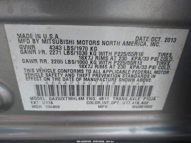 2014 MITSUBISHI OUTLANDER SPORT 4A4AP3AU7EE011745 Photo 8