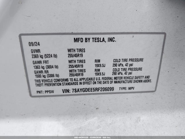 2024 TESLA MODEL Y 7SAYGDEE5RF206099 Photo 8
