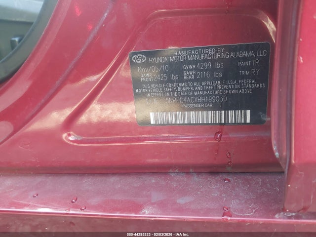 2011 HYUNDAI SONATA 5NPEC4ACXBH199030 Photo 8