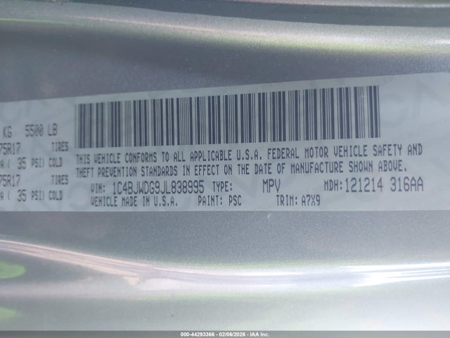 2018 JEEP WRANGLER JK UNLIMITED 1C4BJWDG9JL838995 Photo 8