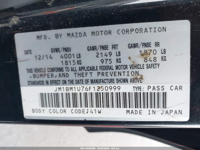 JM1BM1U76F1250999 Mazda Mazda3 I Sport