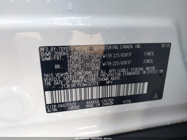 2T3K1RFVXSW432171 Toyota RAV4 LE