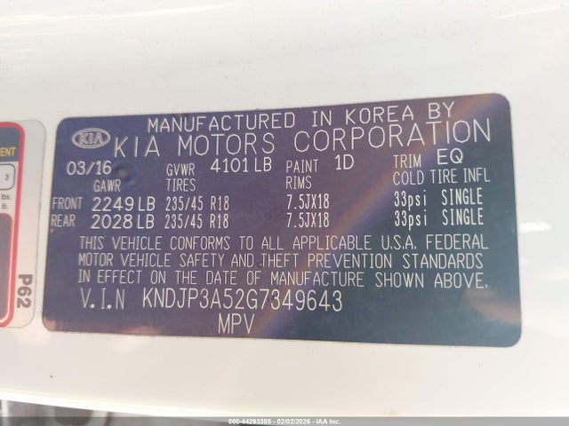 KIA SOUL + 2016 KNDJP3A52G7349643 Image 9